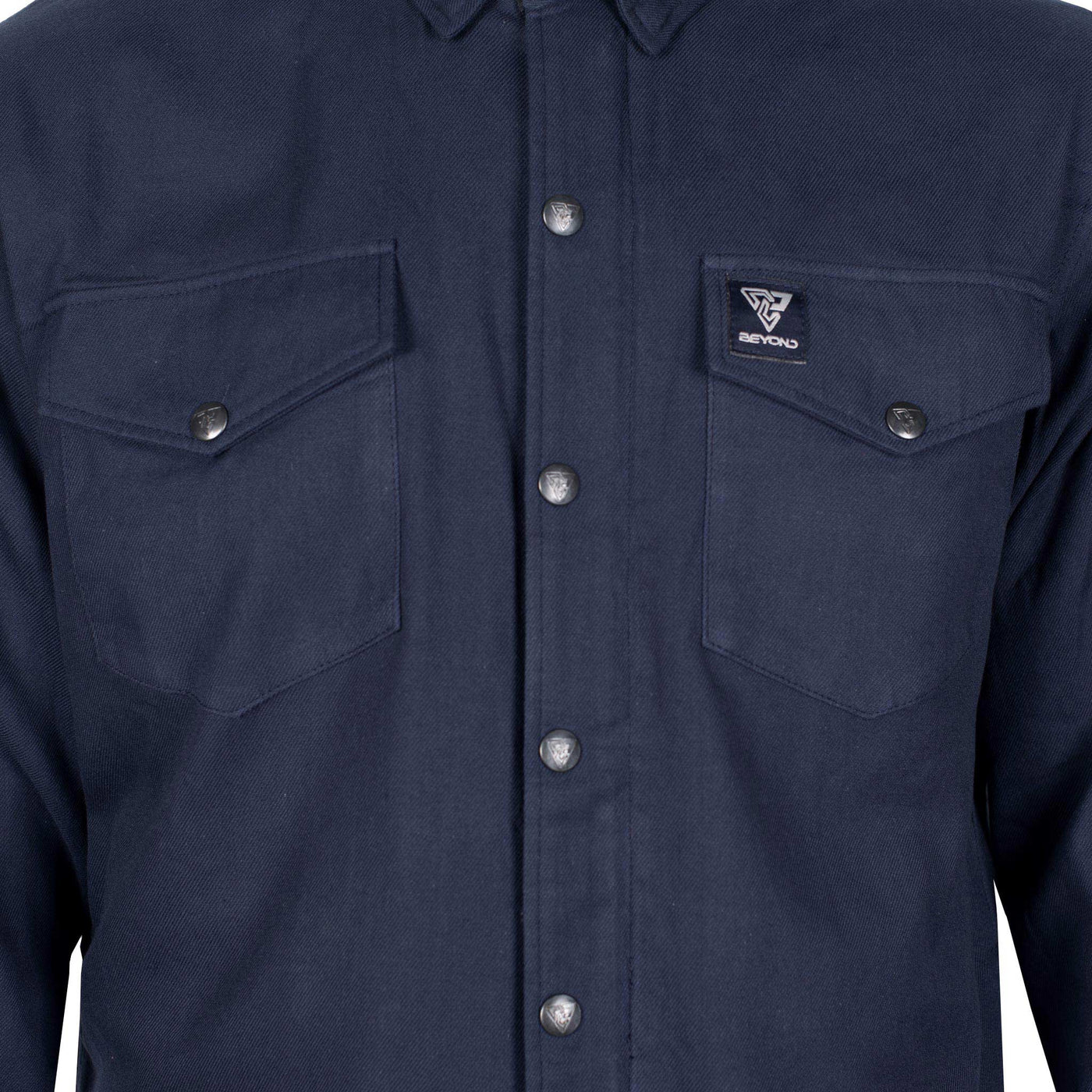 Protective Flannel Shirt with Pads - Dark Navy Blue Solid