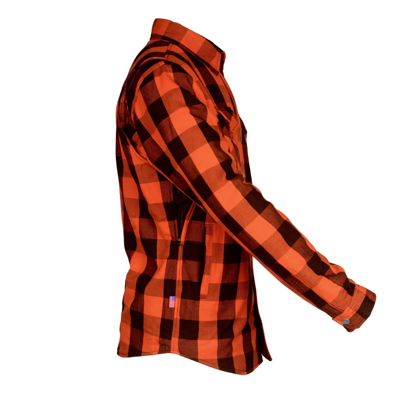 Protective Flannel Shirt with Pads "Autumn Blast" - Orange and Black Checkered