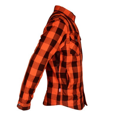 Protective Flannel Shirt with Pads "Autumn Blast" - Orange and Black Checkered