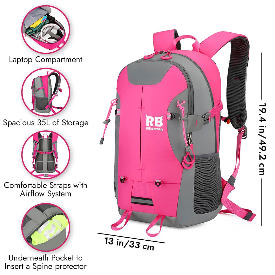 High Visibility Pink Reflective Commuter Bike Backpack |Riderbag Reflektor35