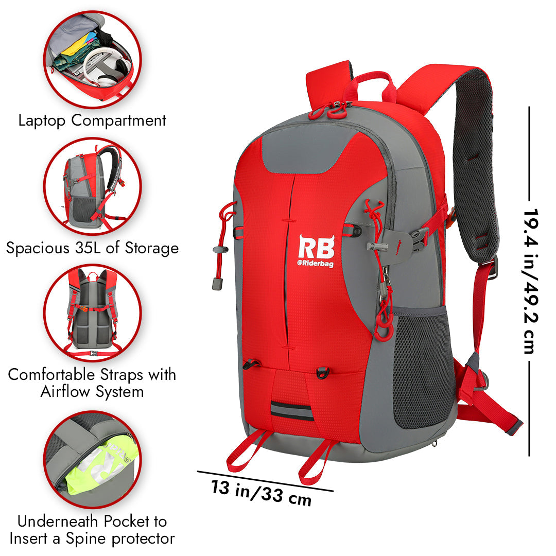 High Visibility Red Reflective Commuter Bike Backpack | Riderbag Reflektor35