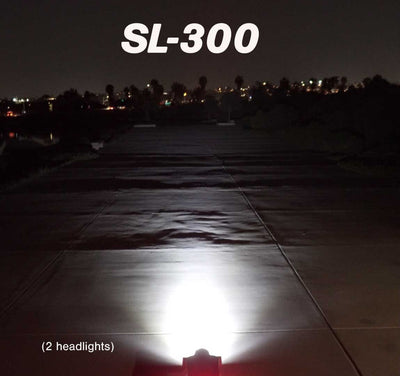 SL-300 Headlights & SL-R1 Rear Lights Skateboard Bundle by ShredLights