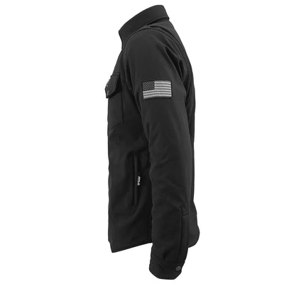 Protective SoftShell Winter Jacket with Pads for Men - Black Matte