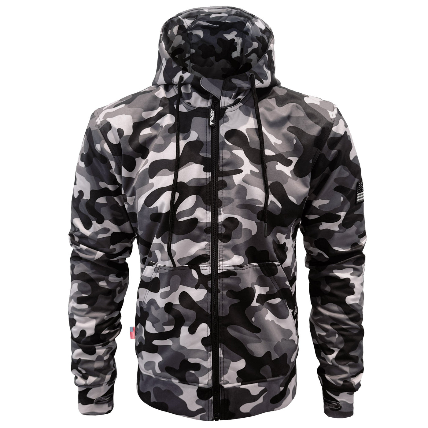 Protective SoftShell Unisex Camouflage Hoodie with Pads - "Grey Boomer"