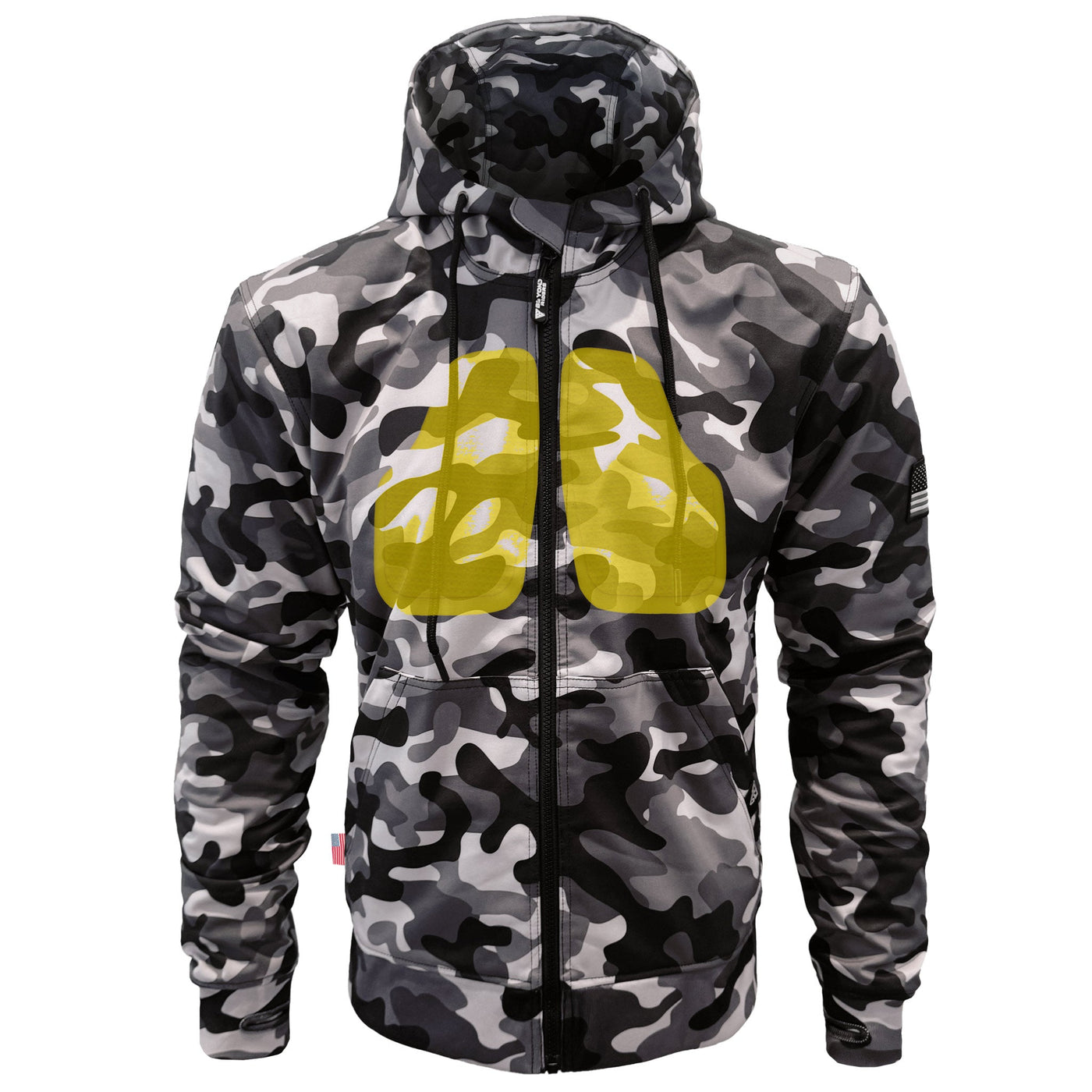 Protective SoftShell Unisex Camouflage Hoodie with Pads - "Grey Boomer"