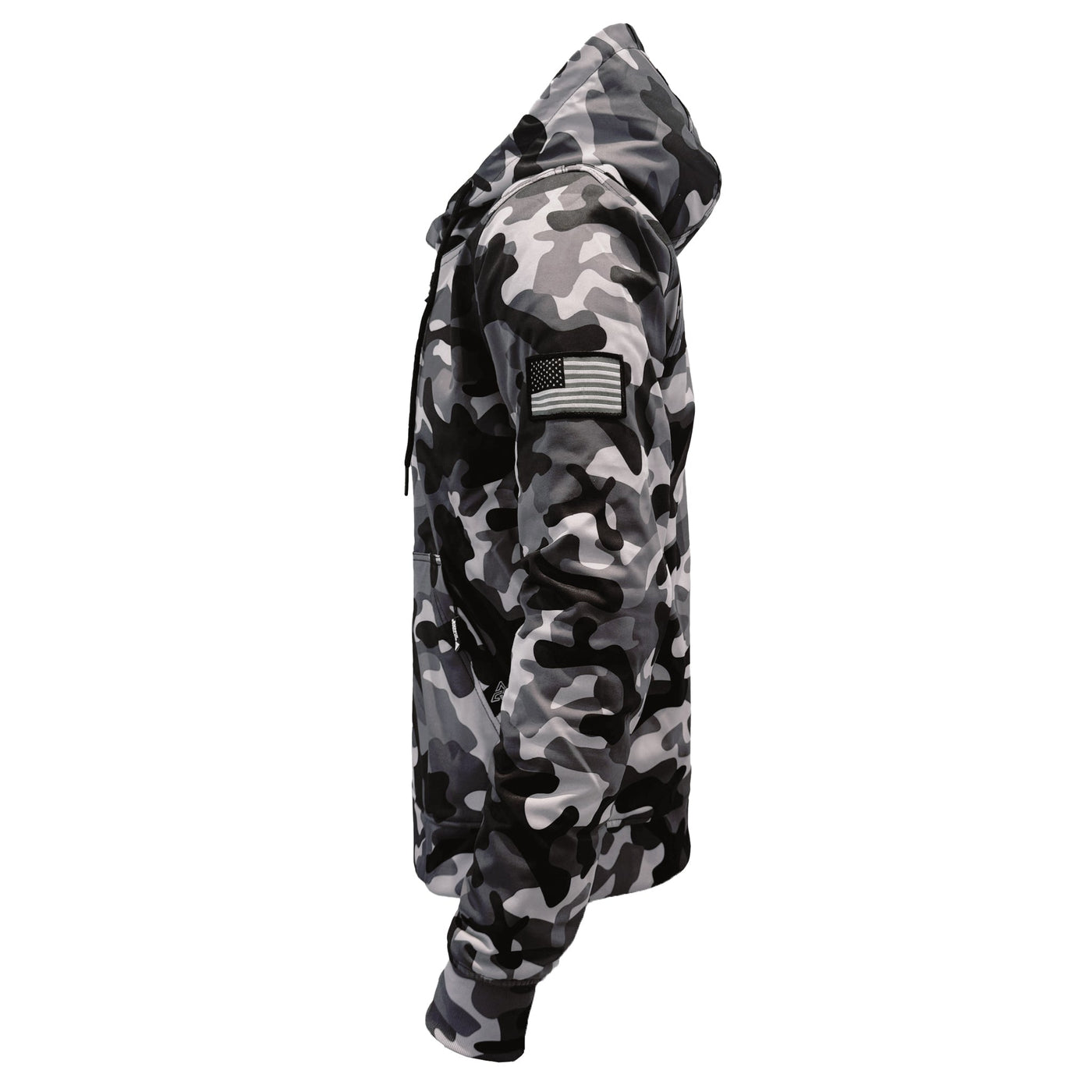 Protective SoftShell Unisex Camouflage Hoodie with Pads - "Grey Boomer"