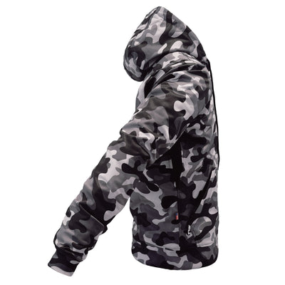 Protective SoftShell Unisex Camouflage Hoodie with Pads - "Grey Boomer"