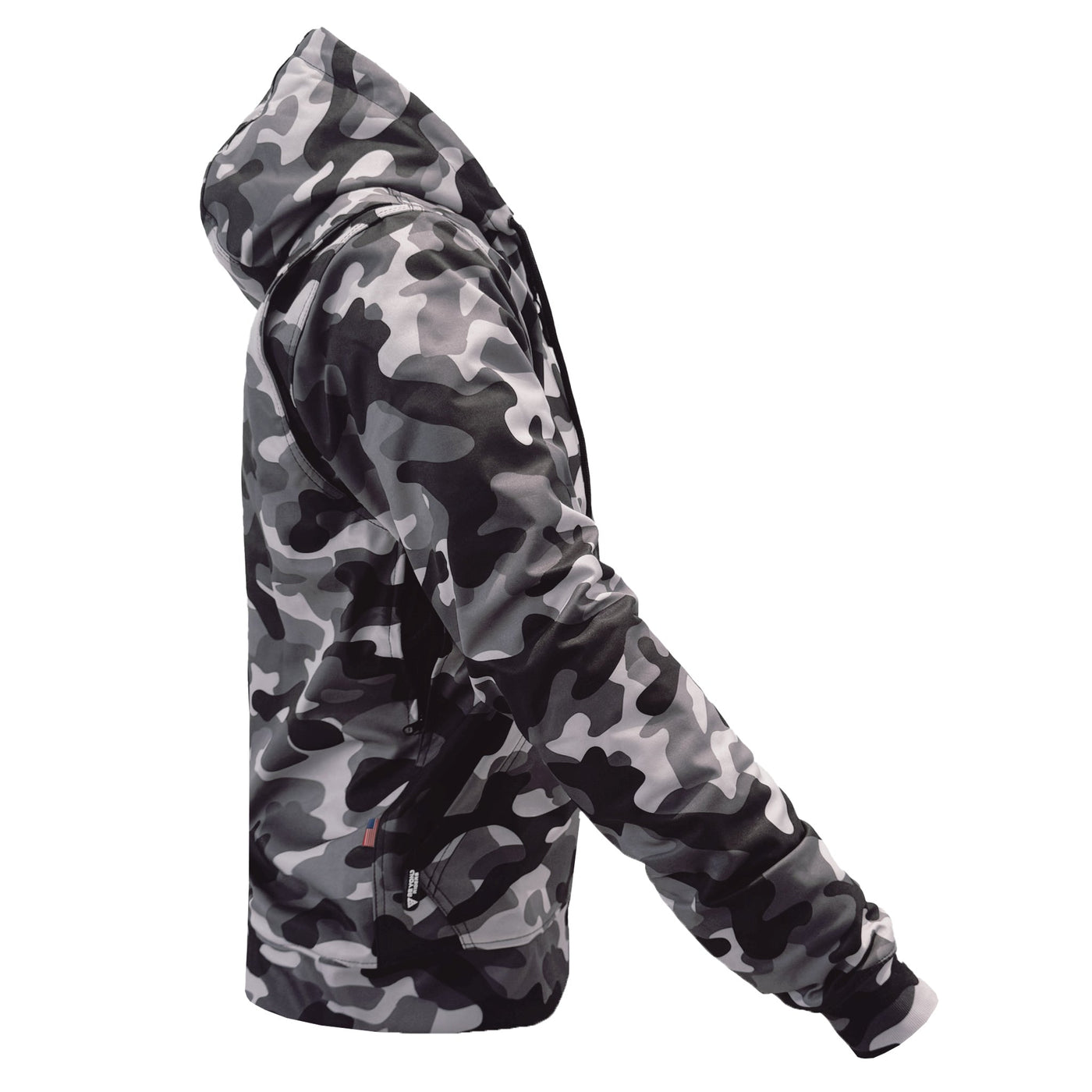 Protective SoftShell Unisex Camouflage Hoodie with Pads - "Grey Boomer"