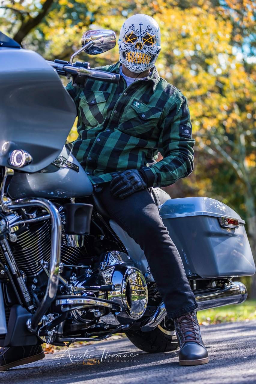 Protective Flannel Shirt with Pads "Forest Fury" - Green and Black