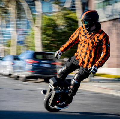 Protective Flannel Shirt with Pads "Autumn Blast" - Orange and Black Checkered