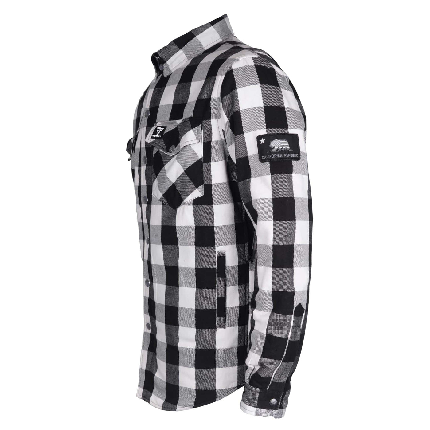 Protective Flannel Shirt with Pads "Midnight Ride" - Black and White Checkered