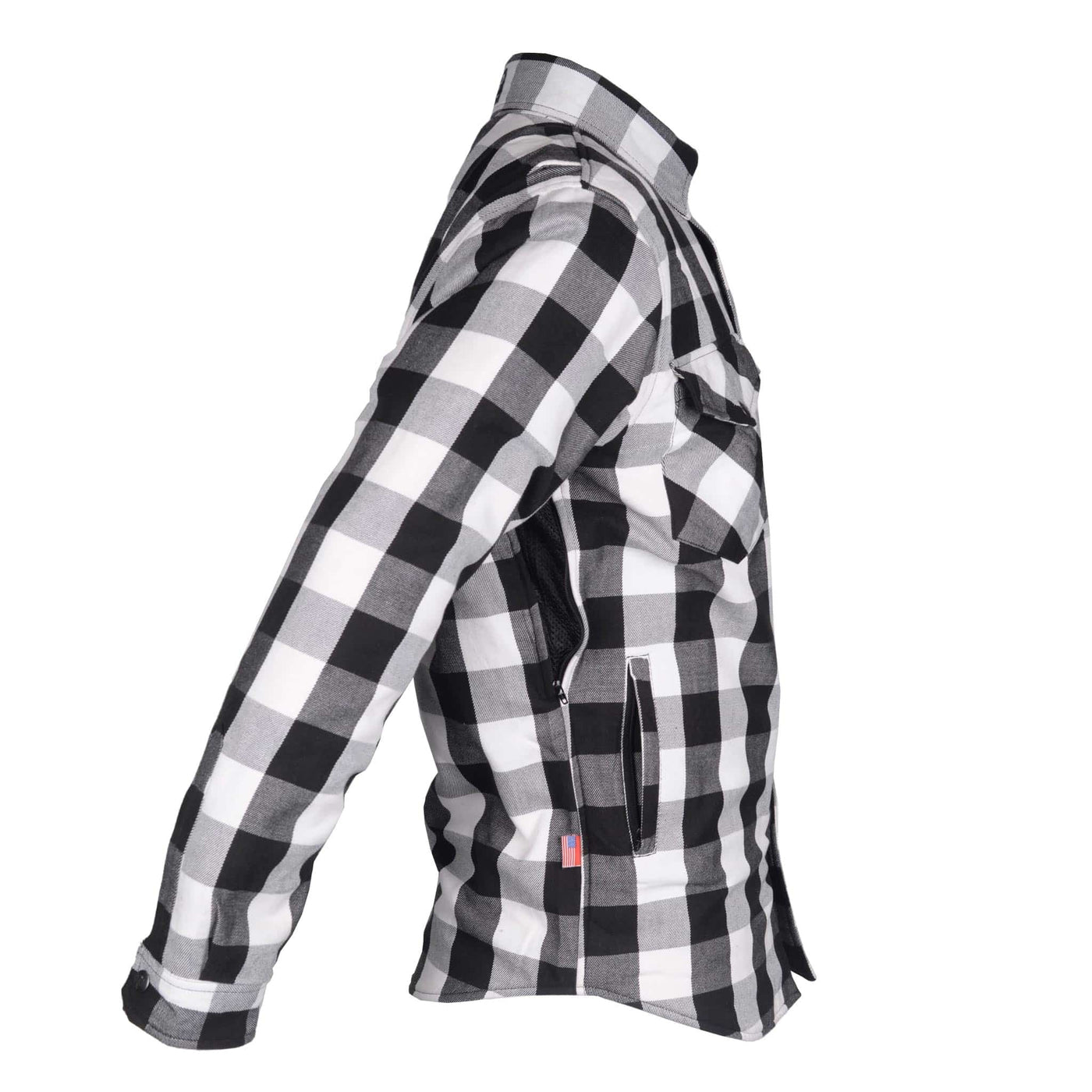 Protective Flannel Shirt with Pads "Midnight Ride" - Black and White Checkered