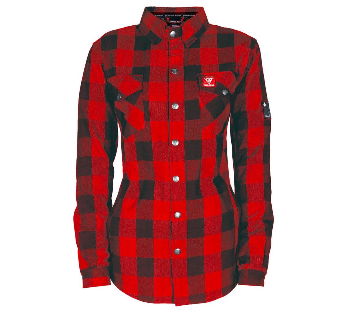 Protective Flannel Shirt with Pads for Women - Red Checkered