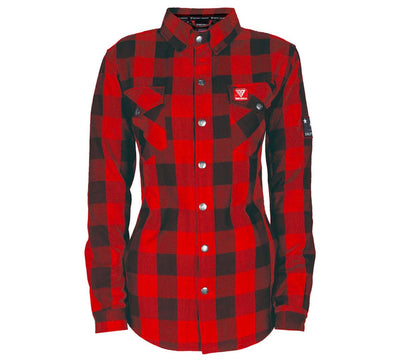 Protective Flannel Shirt with Pads for Women - Red Checkered