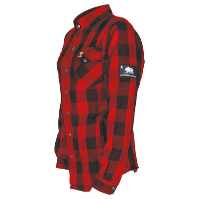 Protective Flannel Shirt with Pads for Women - Red Checkered