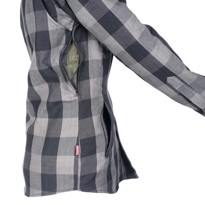Protective Flannel Shirt with Pads for Women - Grey Checkered