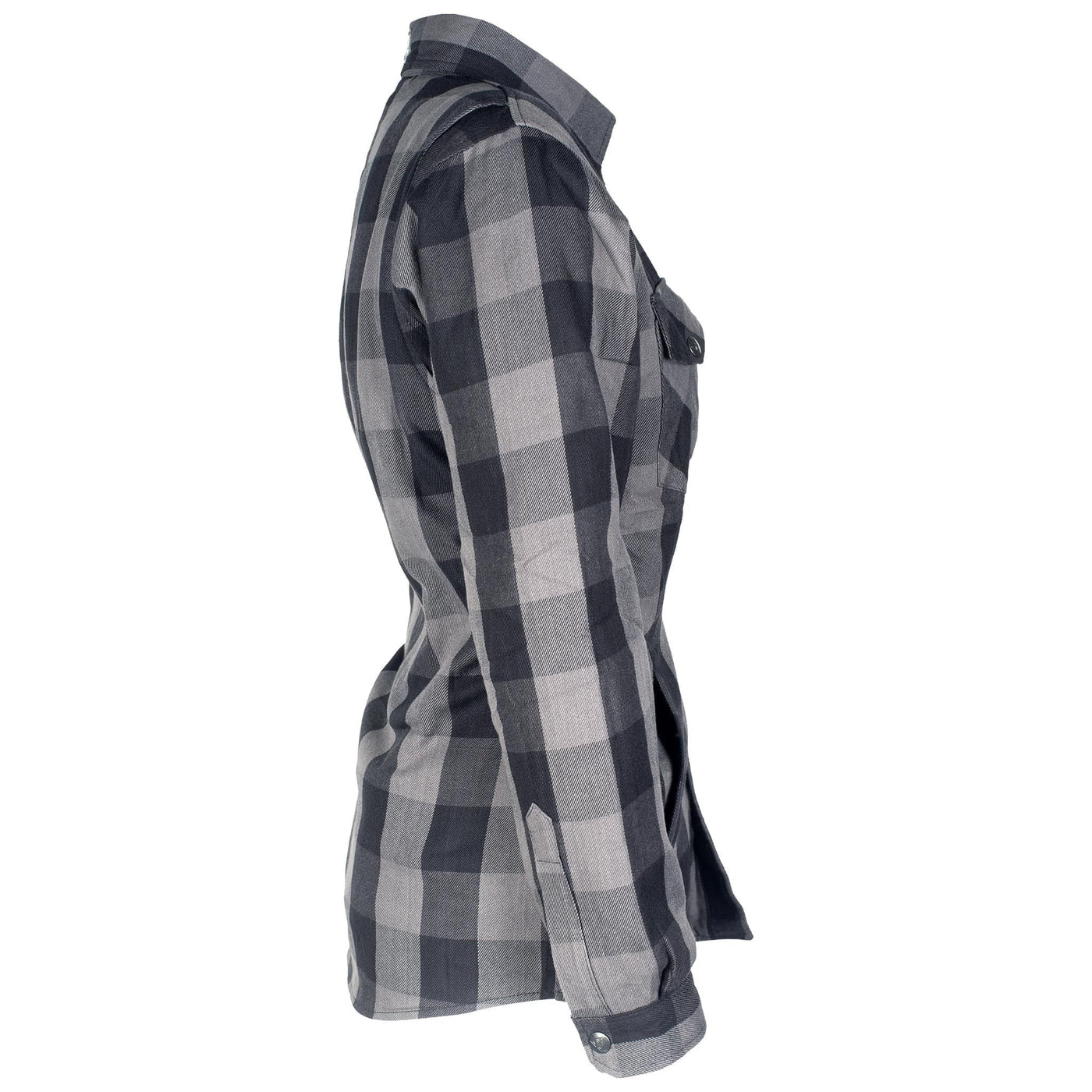 Protective Flannel Shirt with Pads for Women - Grey Checkered