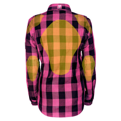Protective Flannel Shirt with Pads for Women - Pink Checkered