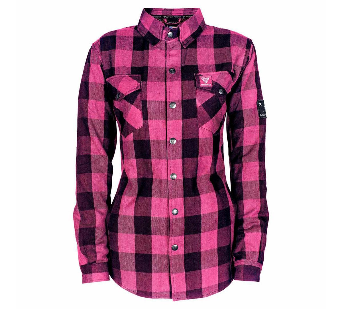 Protective Flannel Shirt with Pads for Women - Pink Checkered