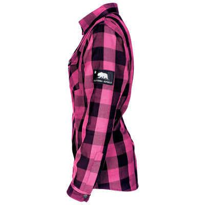 Protective Flannel Shirt with Pads for Women - Pink Checkered