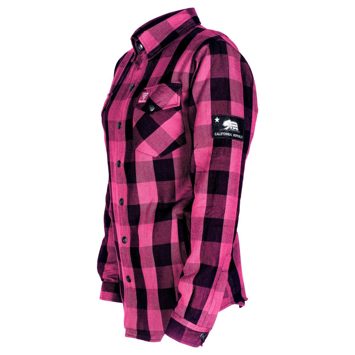 Protective Flannel Shirt with Pads for Women - Pink Checkered