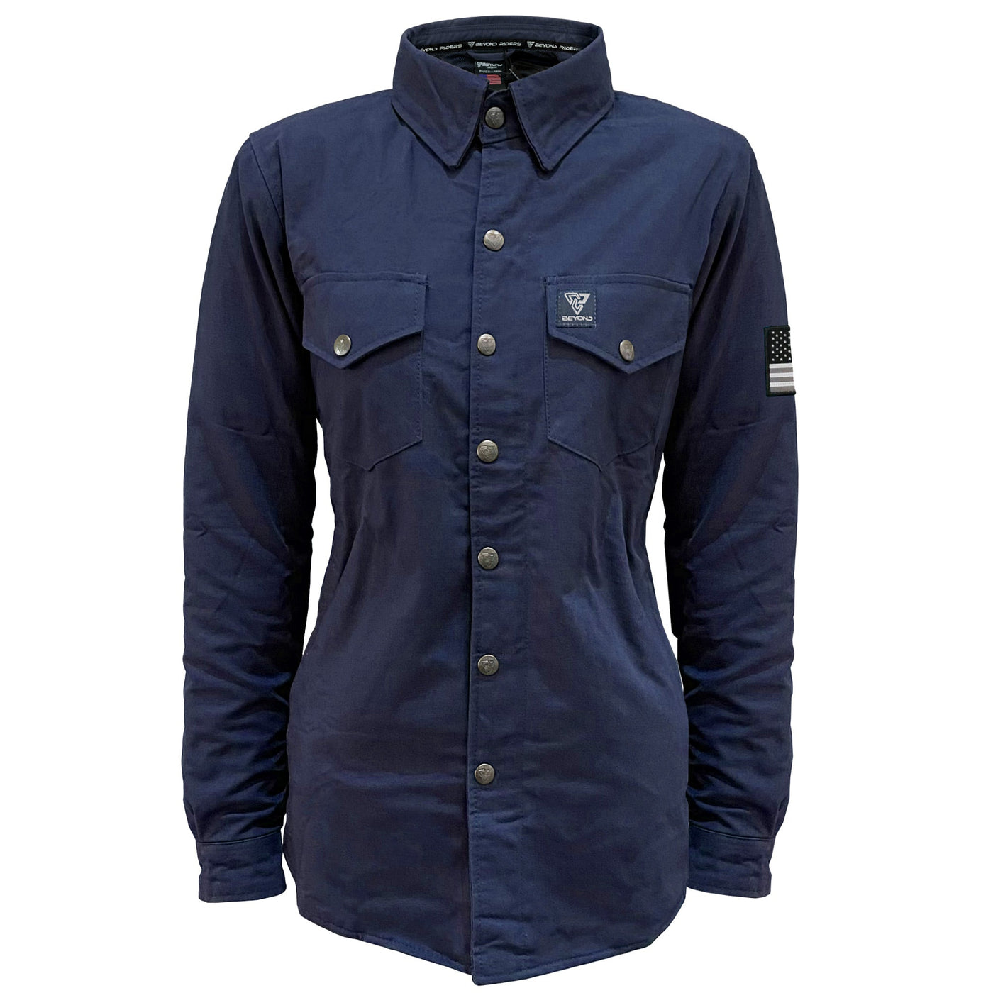 Protective Canvas Jacket with Pads for Women - Navy Blue