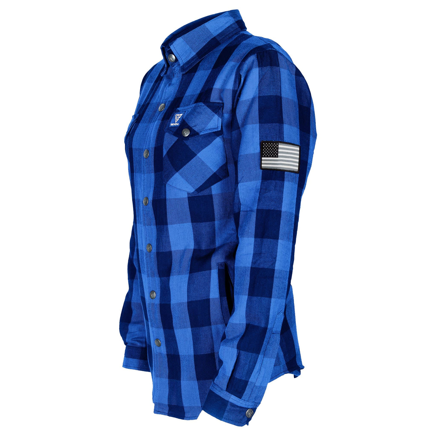 Protective Flannel Shirt with Pads for Women - Blue Checkered