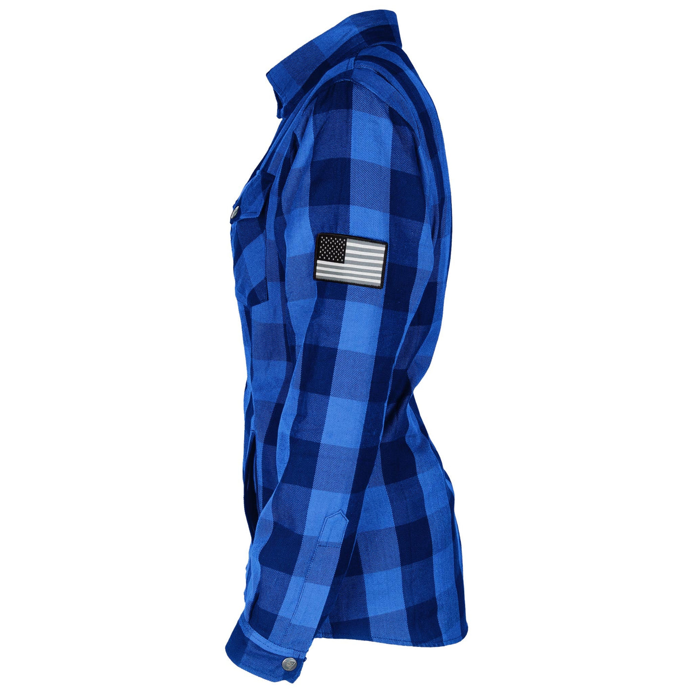 Protective Flannel Shirt with Pads for Women - Blue Checkered