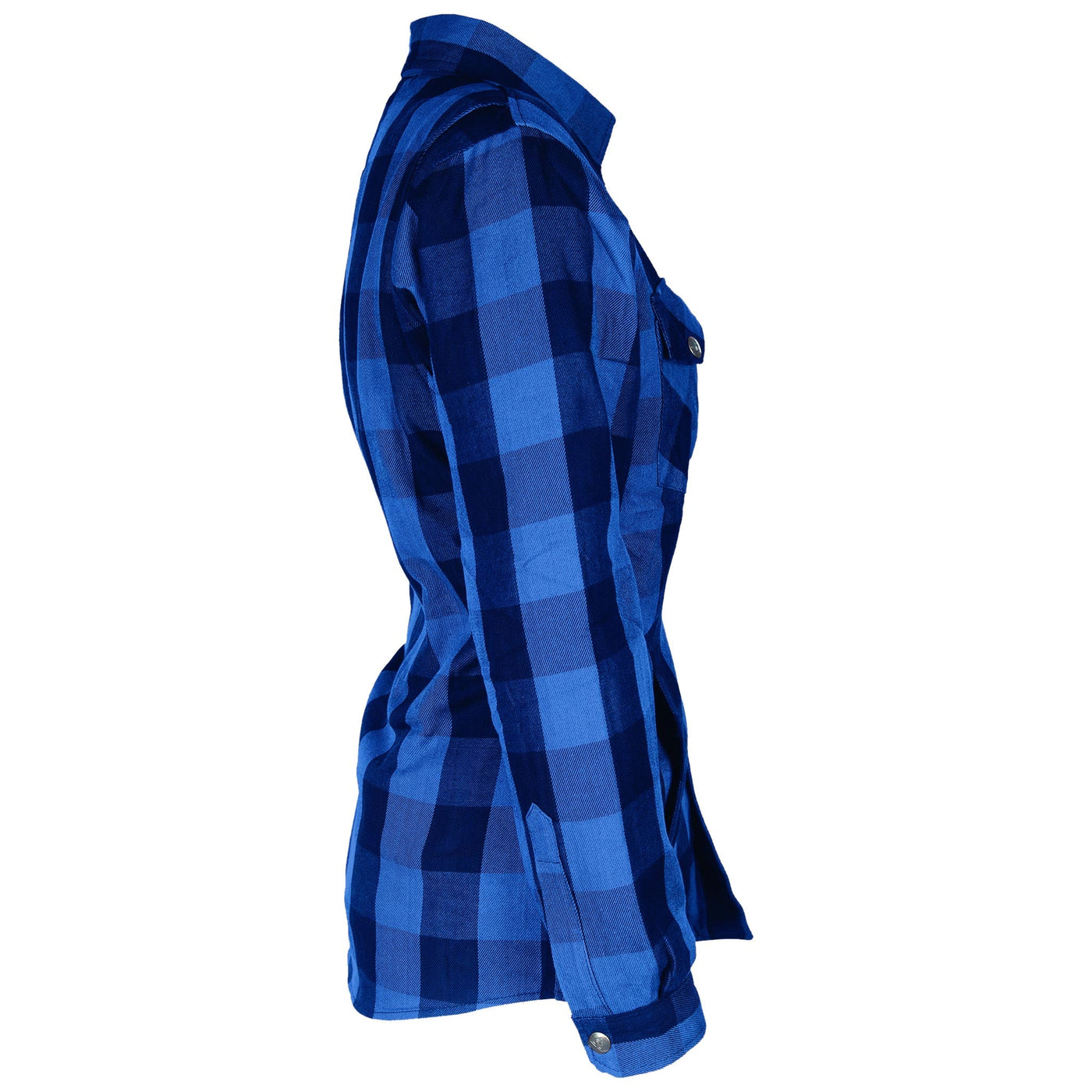 Protective Flannel Shirt with Pads for Women - Blue Checkered