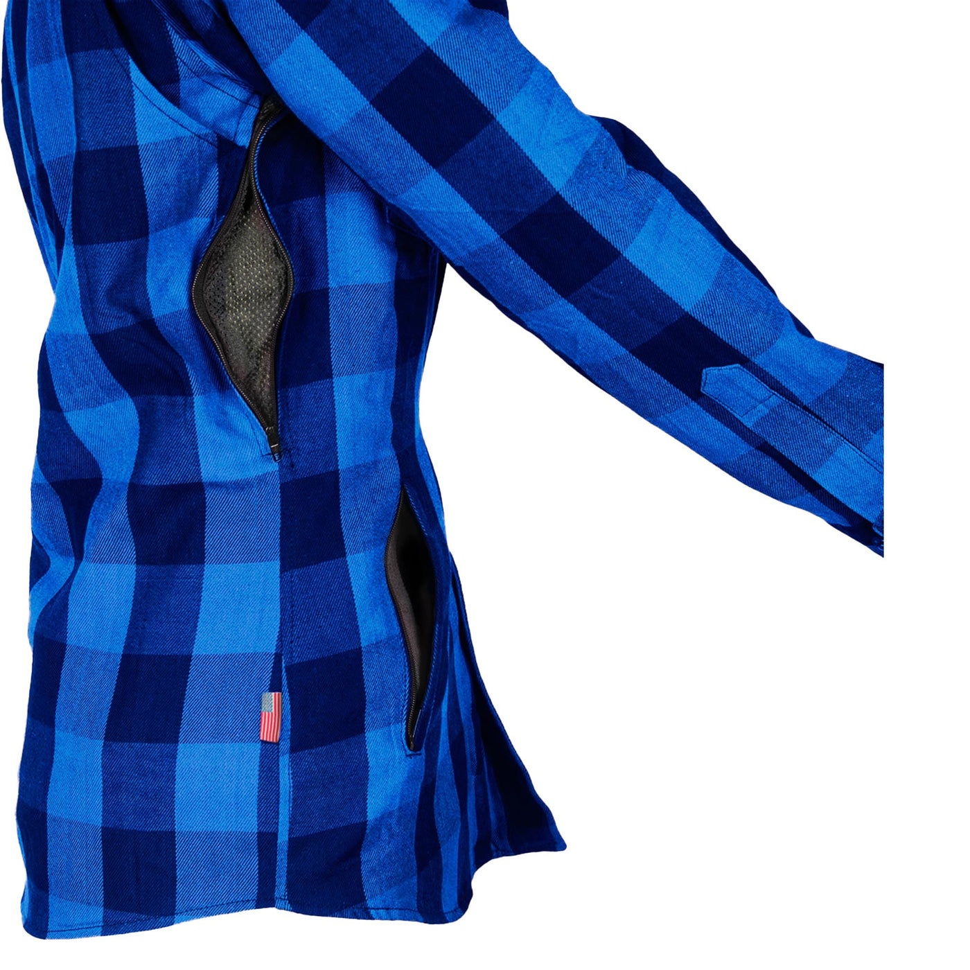 Protective Flannel Shirt with Pads for Women - Blue Checkered