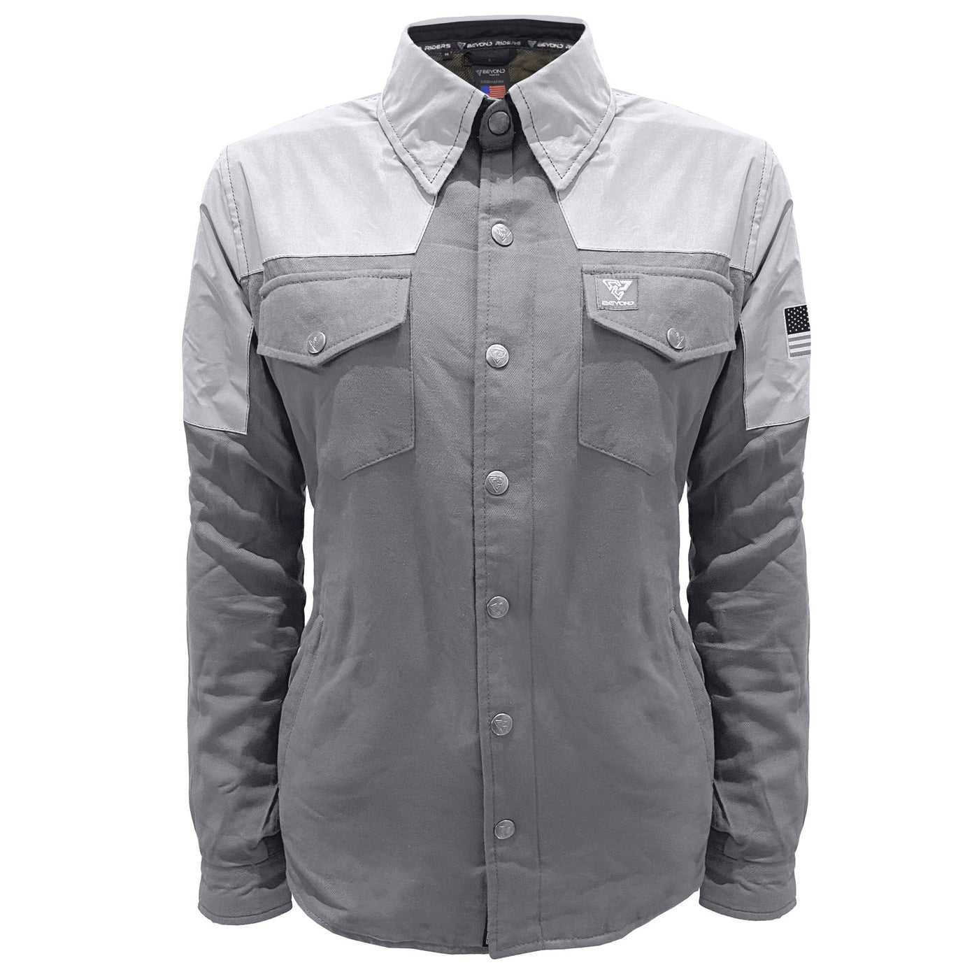 Flannel Reflective Shirt with Pads "Twilight Titanium" for Women - Grey