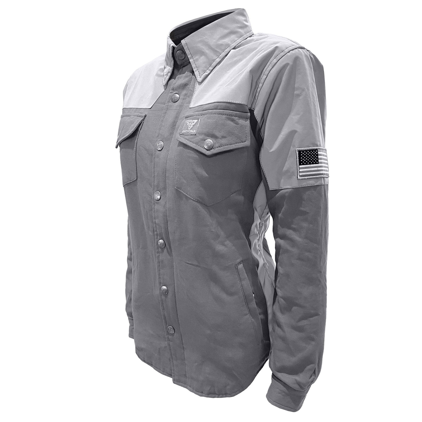 Flannel Reflective Shirt with Pads "Twilight Titanium" for Women - Grey