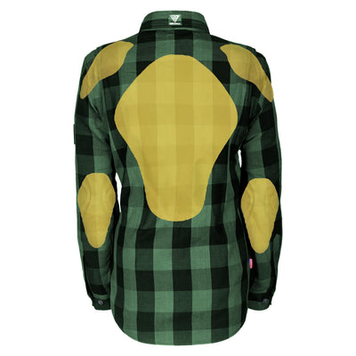 Protective Flannel Shirt with Pads for Women - Green Checkered