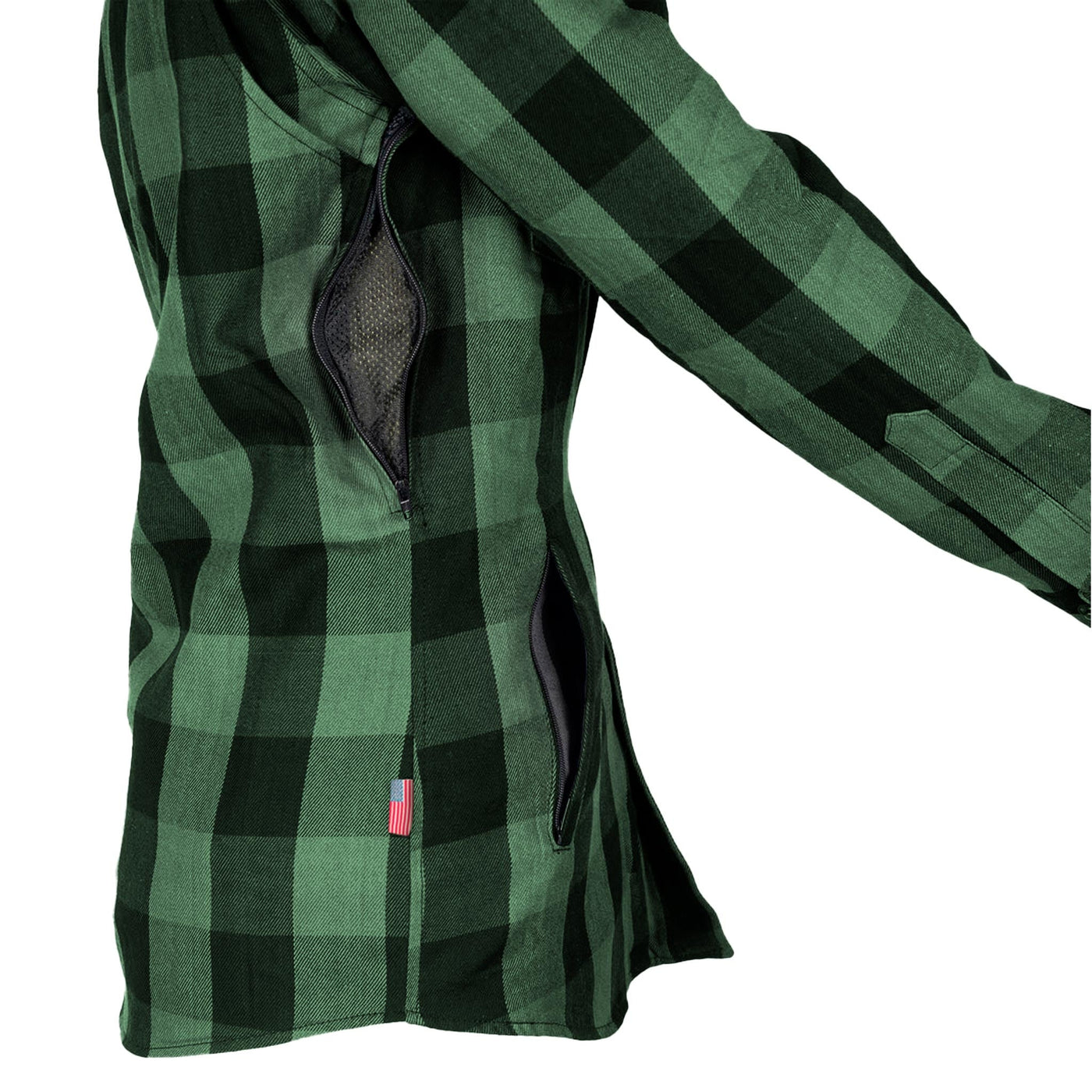 Protective Flannel Shirt with Pads for Women - Green Checkered