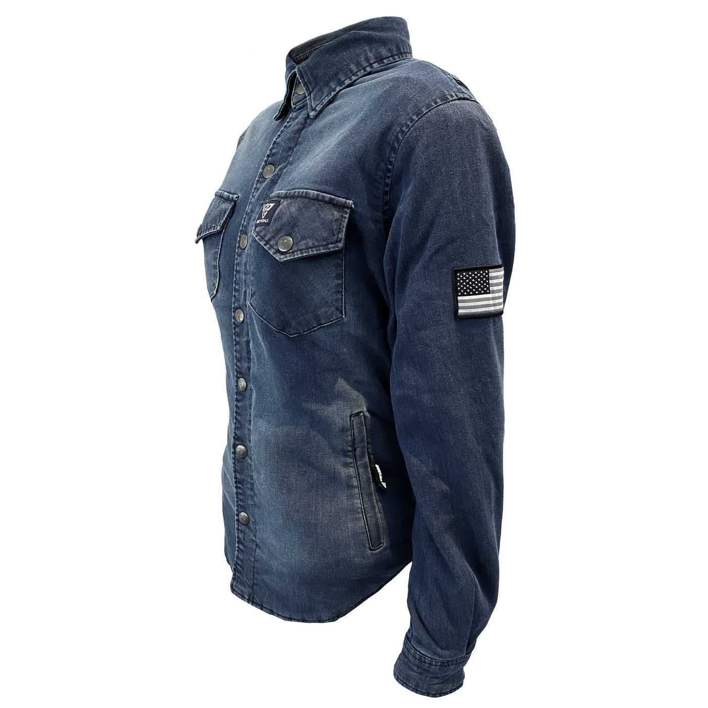 Protective Jeans Jacket with Pads for Women - Faded Blue