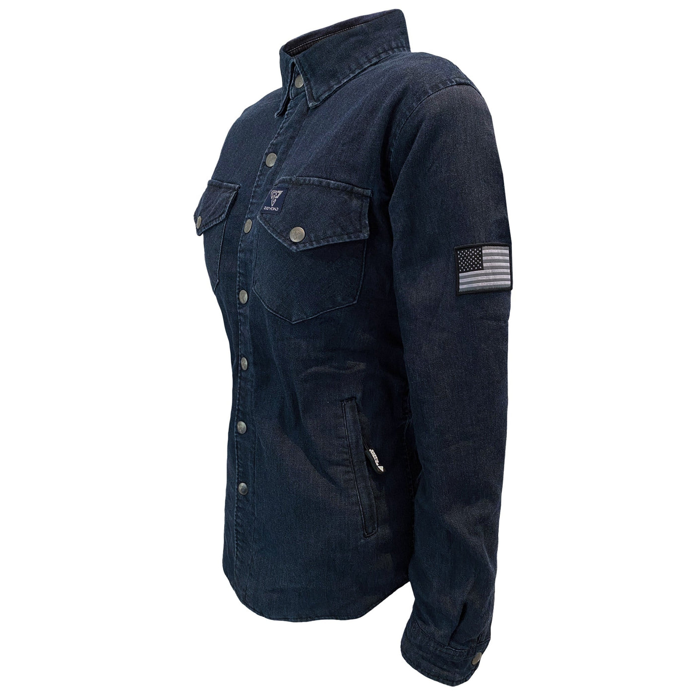 Protective Jeans Jacket with Pads for Women - Indigo Blue