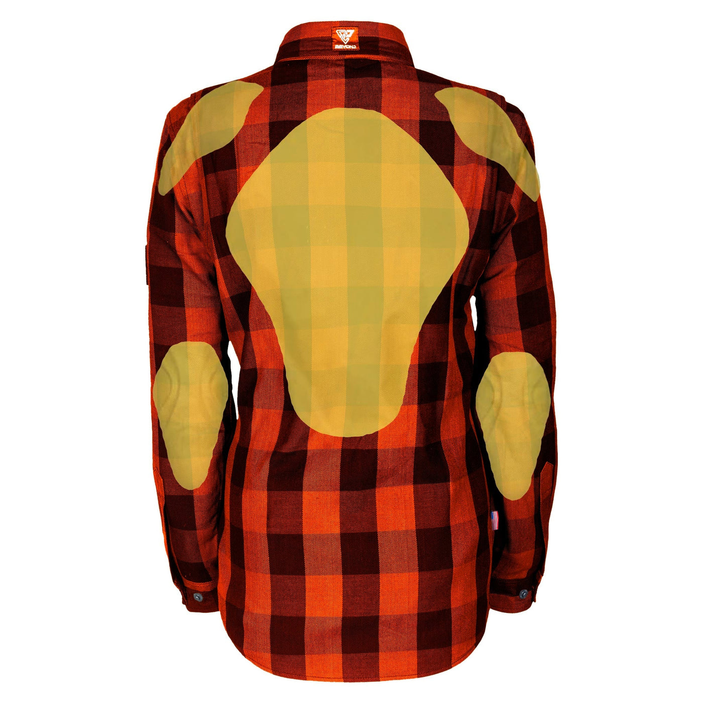 Protective Flannel Shirt with Pads for Women - Orange Checkered
