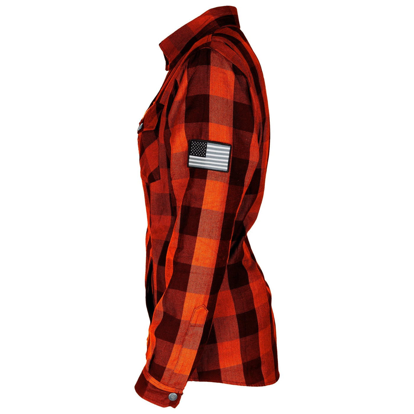 Protective Flannel Shirt with Pads for Women - Orange Checkered