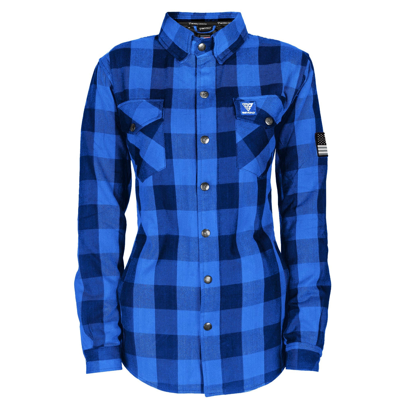 Protective Flannel Shirt with Pads for Women - Blue Checkered