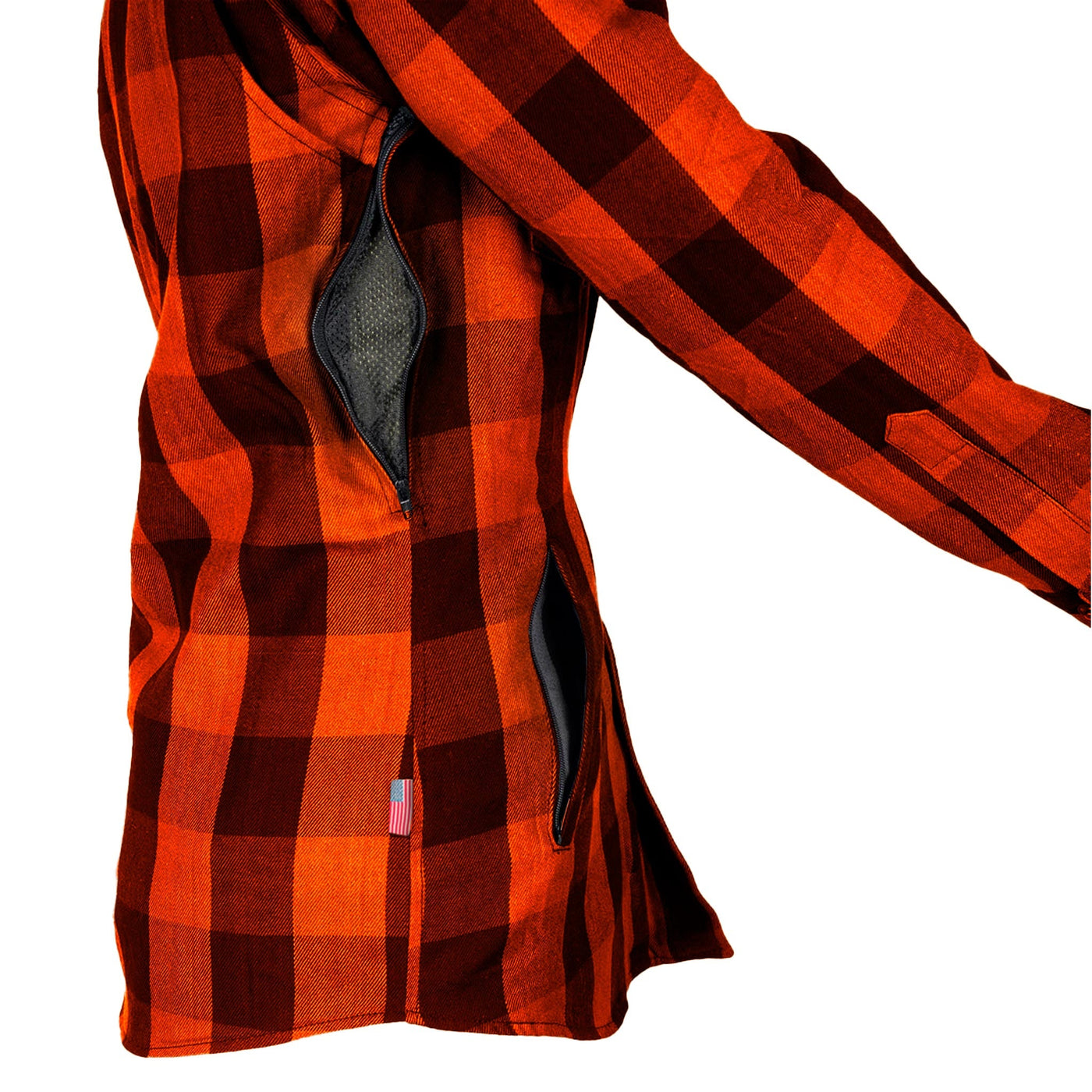 Protective Flannel Shirt with Pads for Women - Orange Checkered