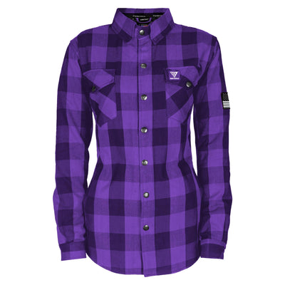 Protective Flannel Shirt with Pads for Women - Purple Checkered