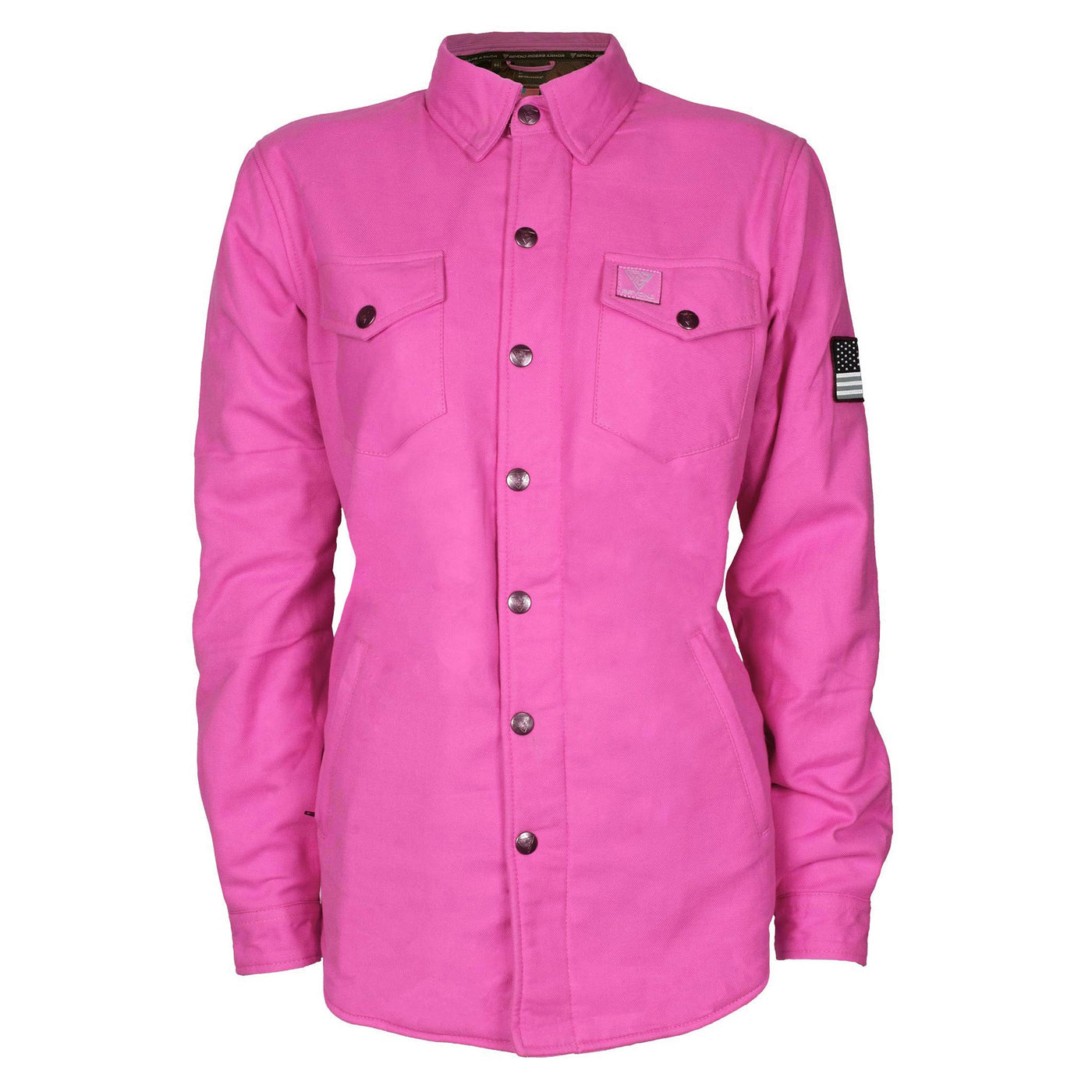 Protective Flannel Shirt with Pads for Women - Pink Solid