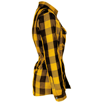 Protective Flannel Shirt with Pads for Women - Yellow and Black Checkered