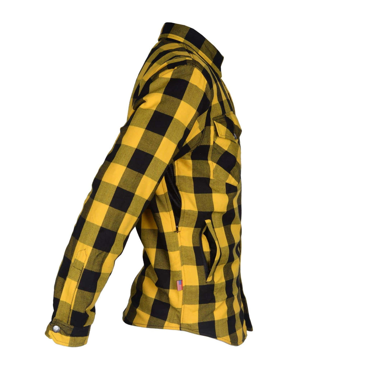 Protective Flannel Shirt with Pads "Blaze of Glory" - Yellow and Black Checkered