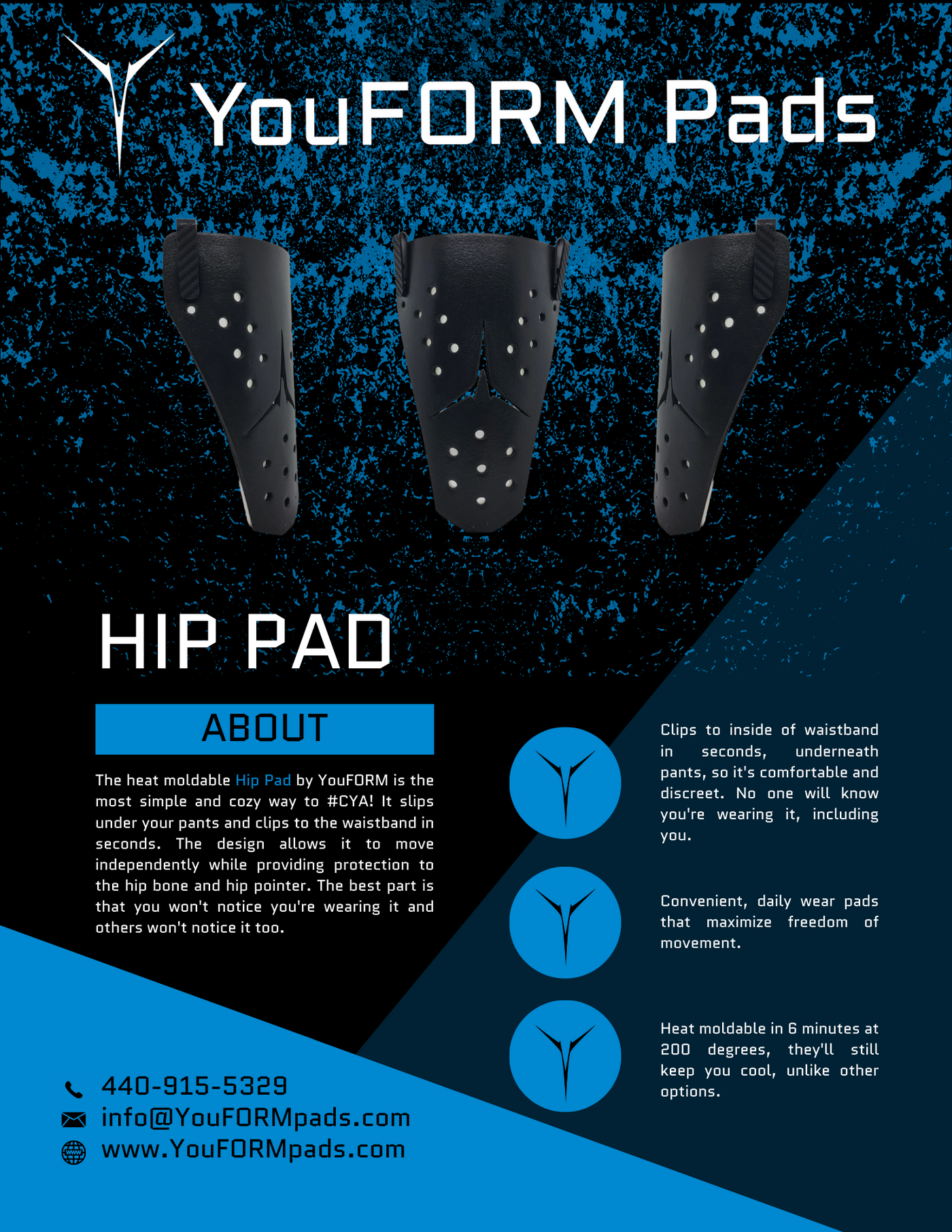 Moldable Hip Pad V2 by YouFORM