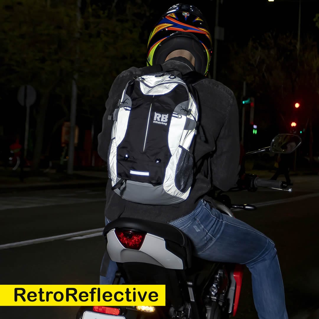 backpack for bike helmet Riderbag Reflective Backpack. Bike, Hiking, and Motorcycle Backpack (Black) Adult Unisex, Size: 35 Large