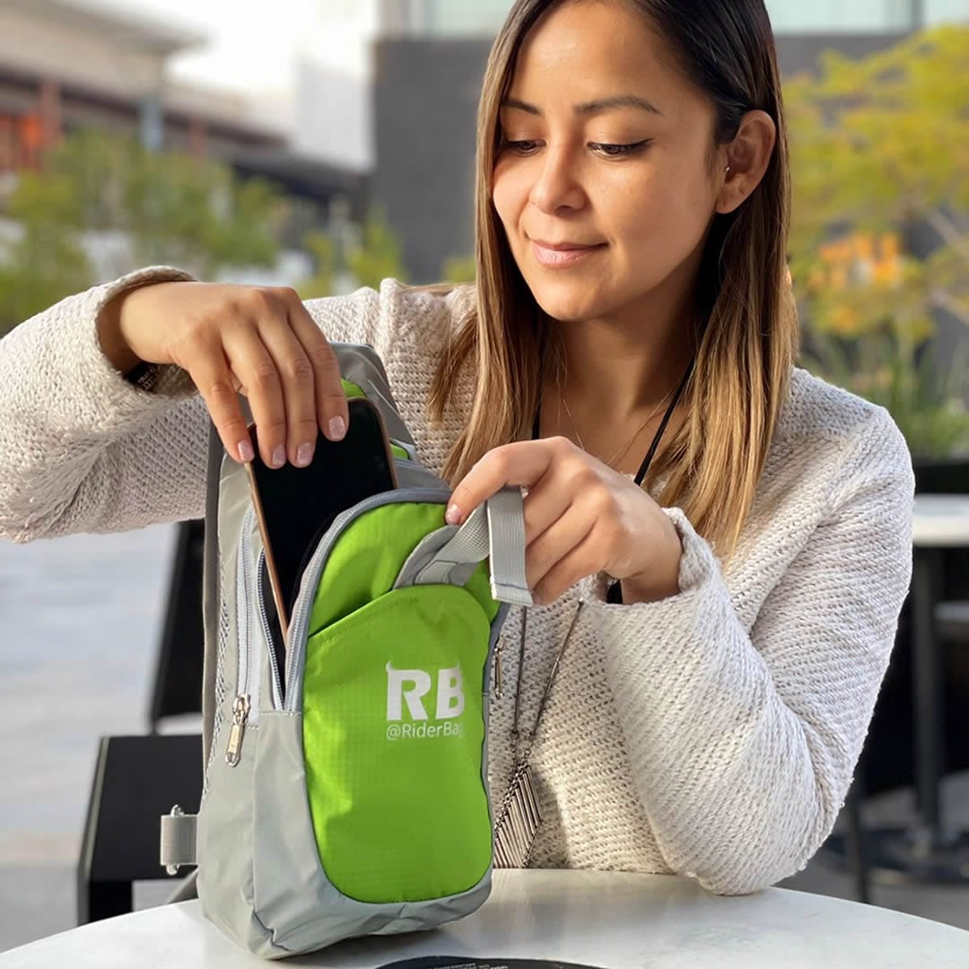 Green Reflective Crossbody Bag, Sling Bag, Shoulder Backpack Riderbag Unisex