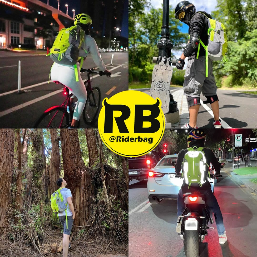 bike helmet backpack Riderbag High Visibility Reflective Backpack |Riderbag Reflektor35, Adult Unisex, Size: 35 Large, Green