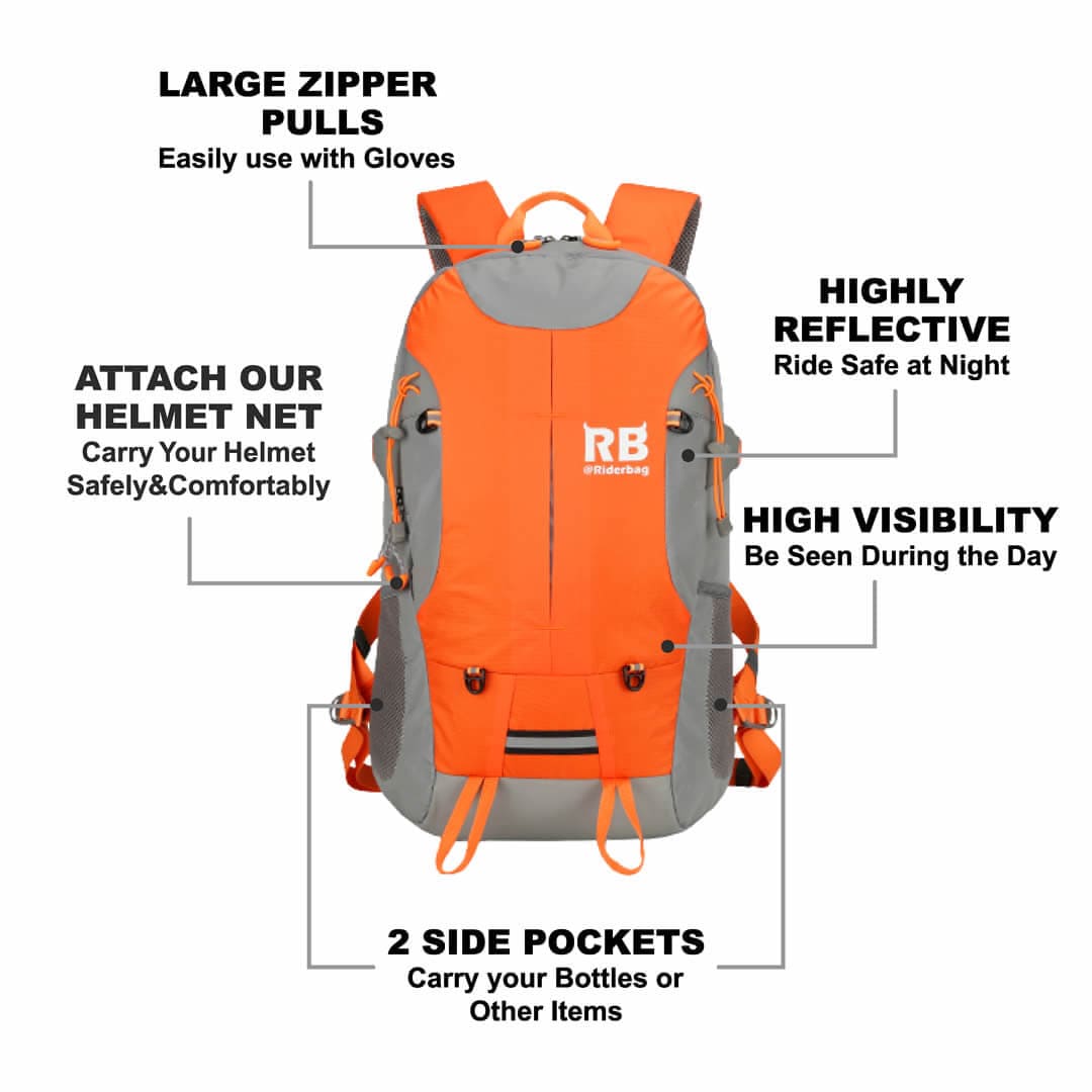 High Visibility Orange Reflective Commuter Bike Backpack |Riderbag Reflektor35