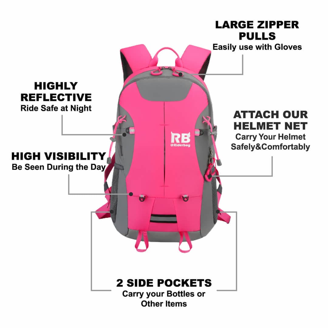 High Visibility Pink Reflective Commuter Bike Backpack |Riderbag Reflektor35